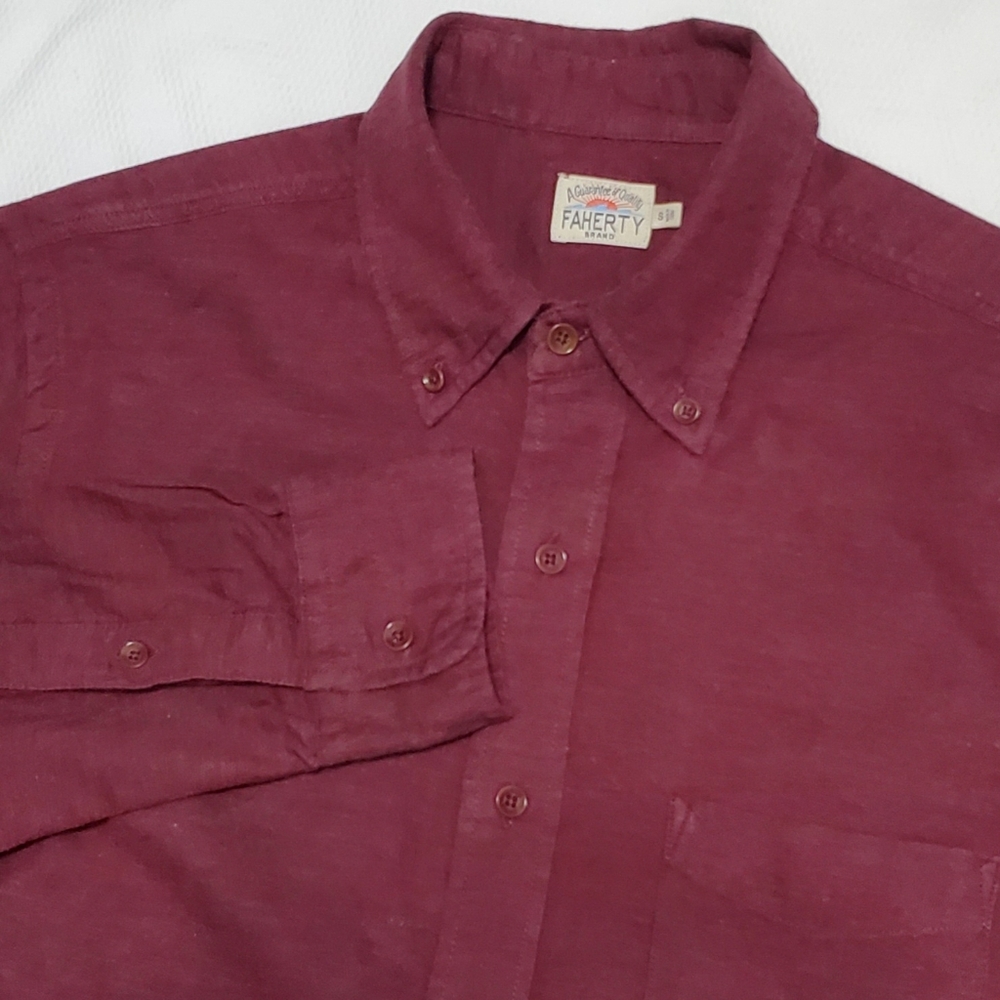 Faherty Maroon Long Sleeve Button Down Shirt Men's  Small